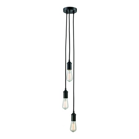 Trans Globe 3Lt Pendant-Vintage Bulb-Bk PND-1059